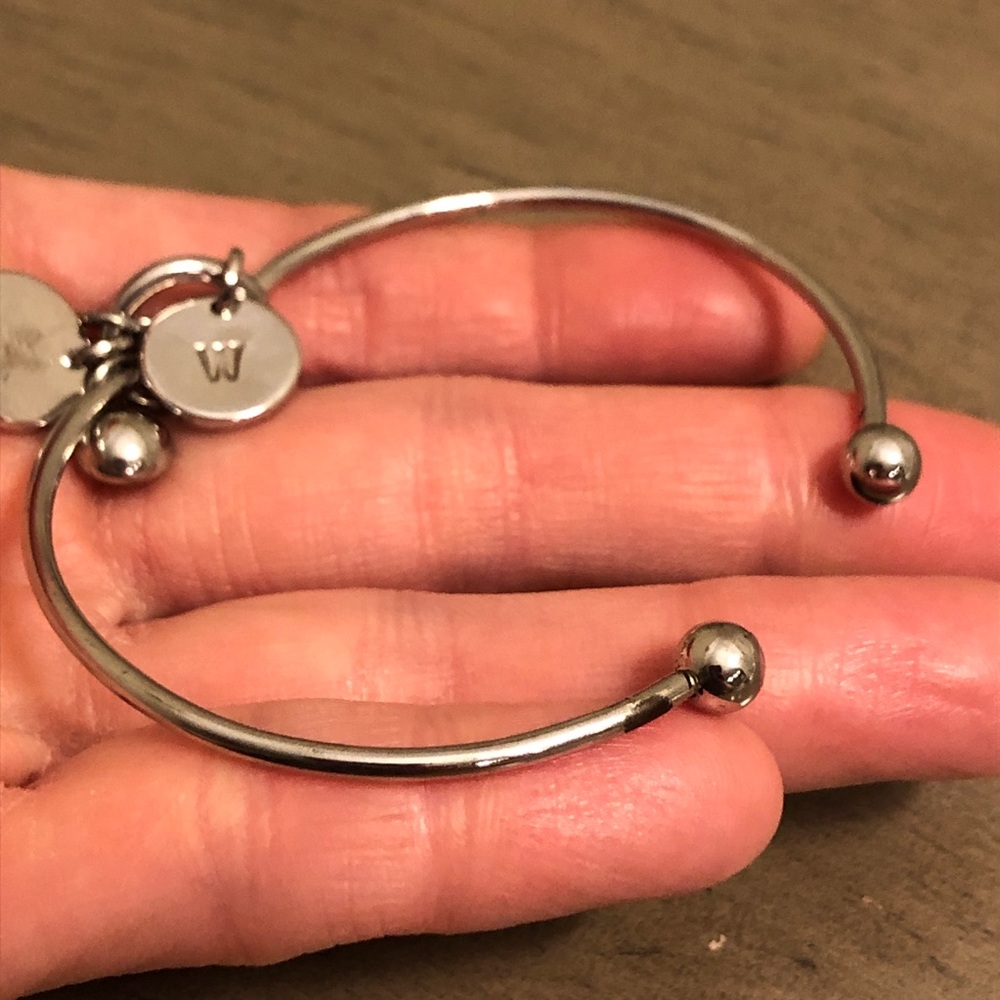 Silver Charm Bracelet with Initials N and W - Picture 4 of 8